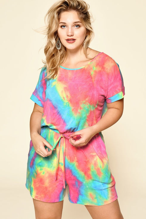 Candi Land | tie dye plus size romper